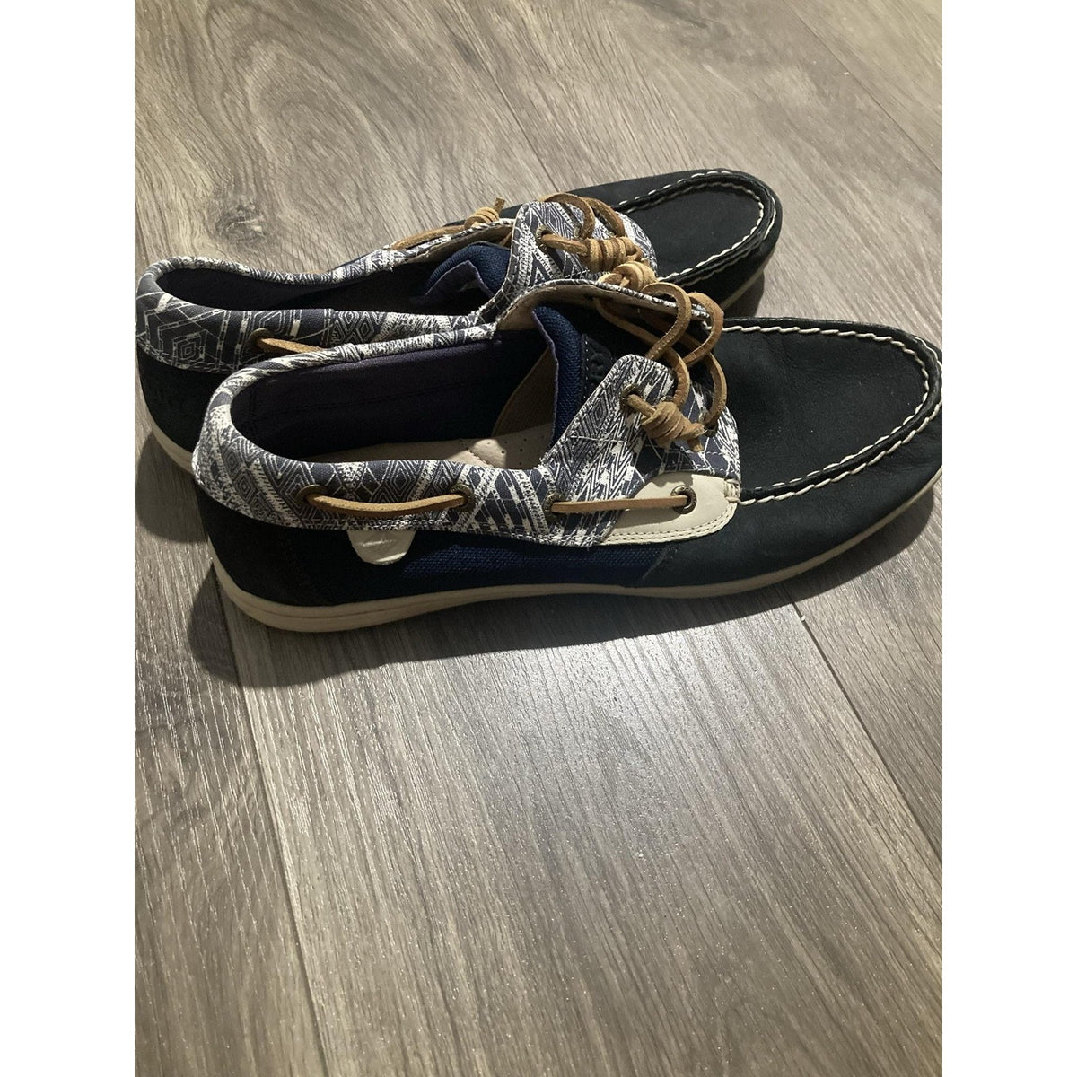 SPERRY Boat Shoe Womens 11M Blue Leather Canvas Comfort Non-Slip STS97218