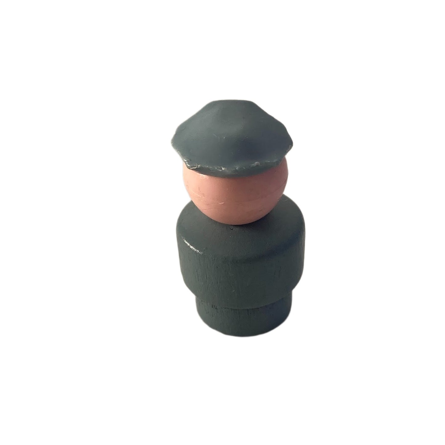 Vintage Fisher Price Little People Wood Body Figure Wooden Gray Hat