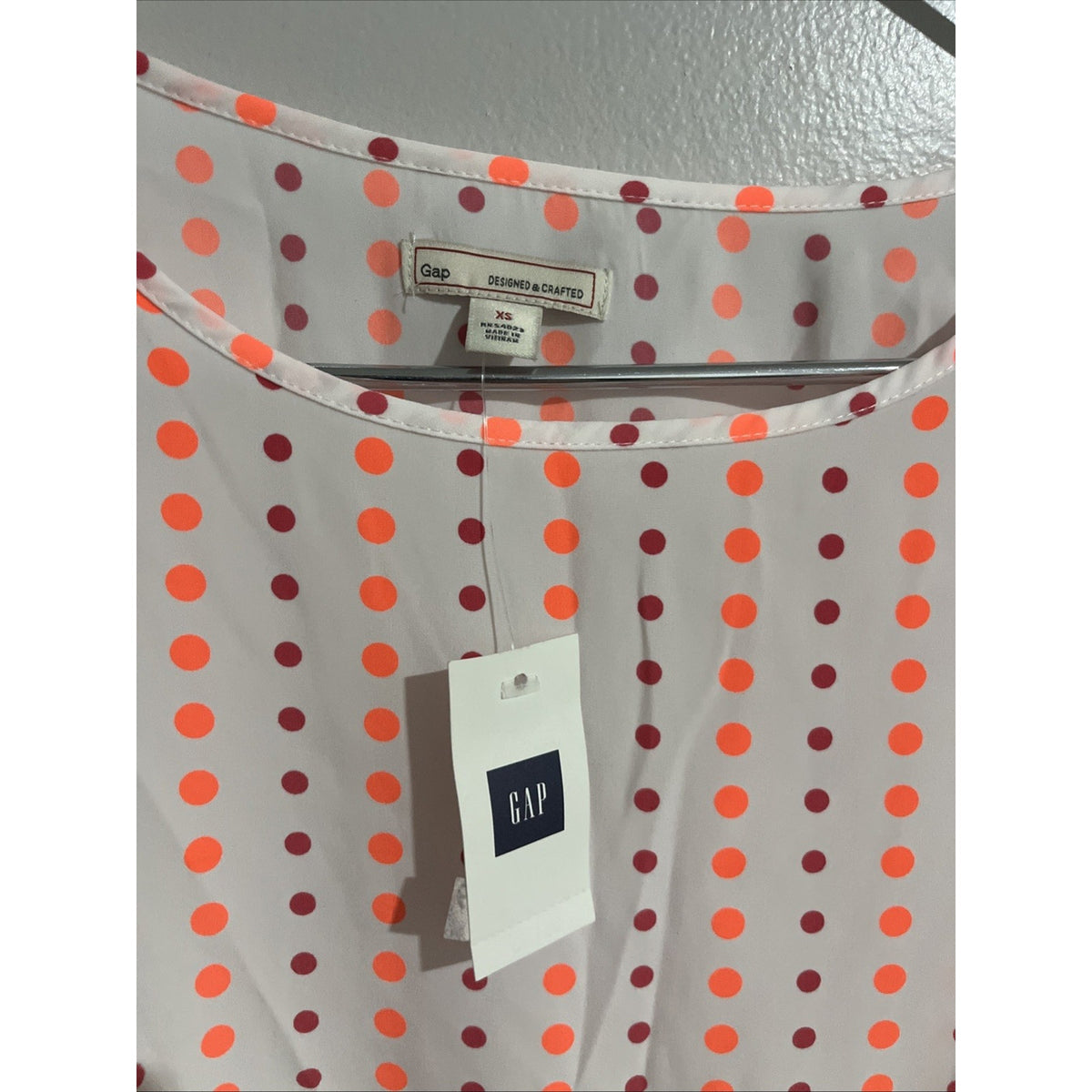 Gap women's neon multi color polka dot tunic top 80s Style Long Sleeve Size XS
