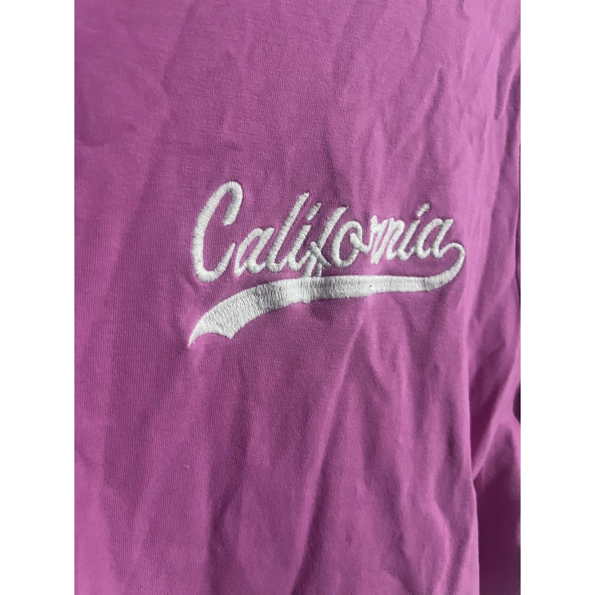 FOREVER 21 T-Shirt Womens 0X Pink Embroidered California Crew Neck Cotton