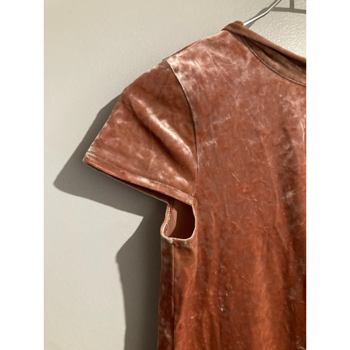 Madewell Dress Womens XXS Pink Velvet Shift Knee Length Keyhole Tie Neck Party