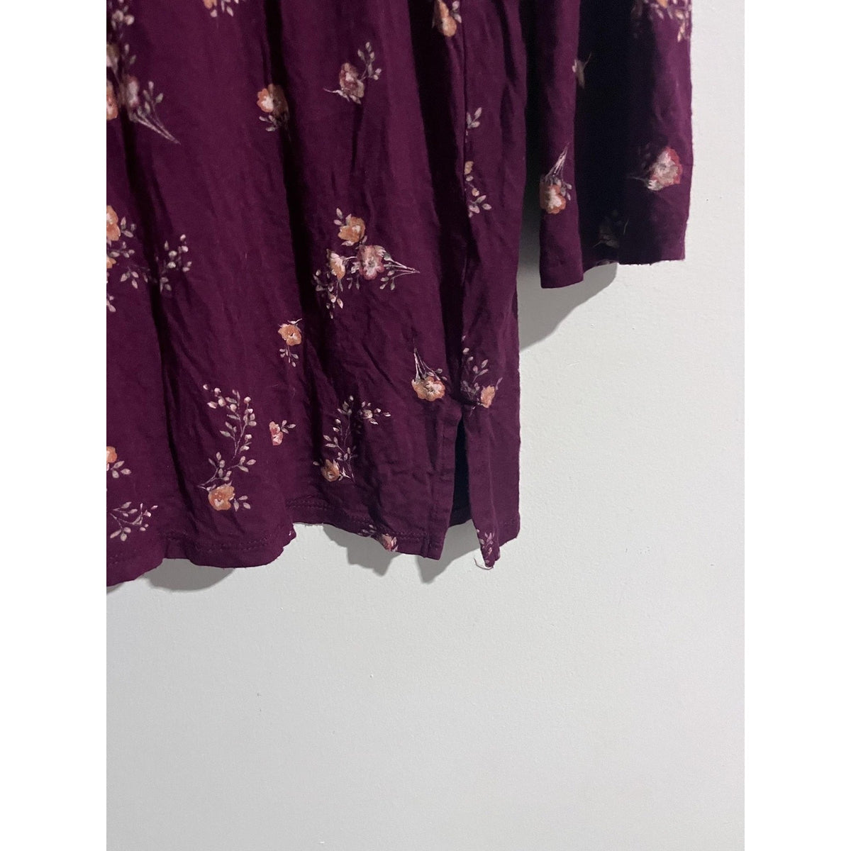 Croft & Barrow Blouse Womens 2XL Purple Tunic Floral Rayon Spandex Stretch