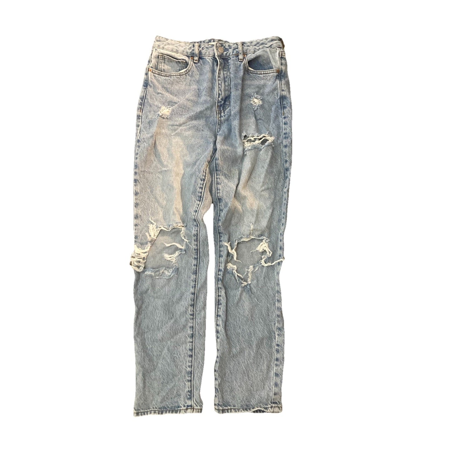 PacSun Mom Jeans Womens 26 Blue Light Wash High Rise Distressed Ripped Denim