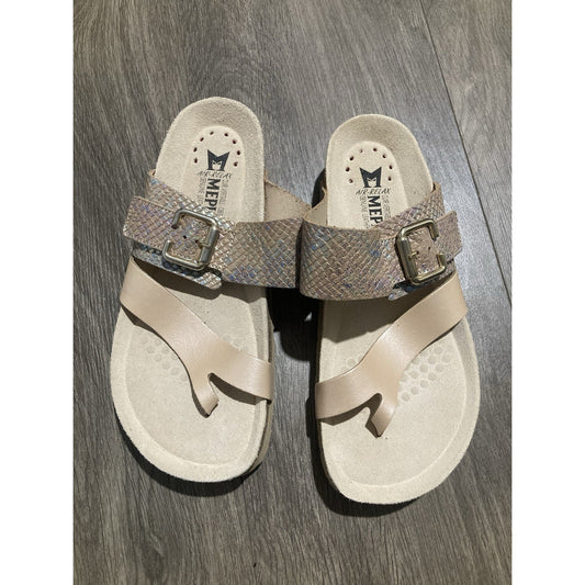 Mephisto Helen Sandals Thong Women's Size US 6.5 (EU 37) Holographic And Tan