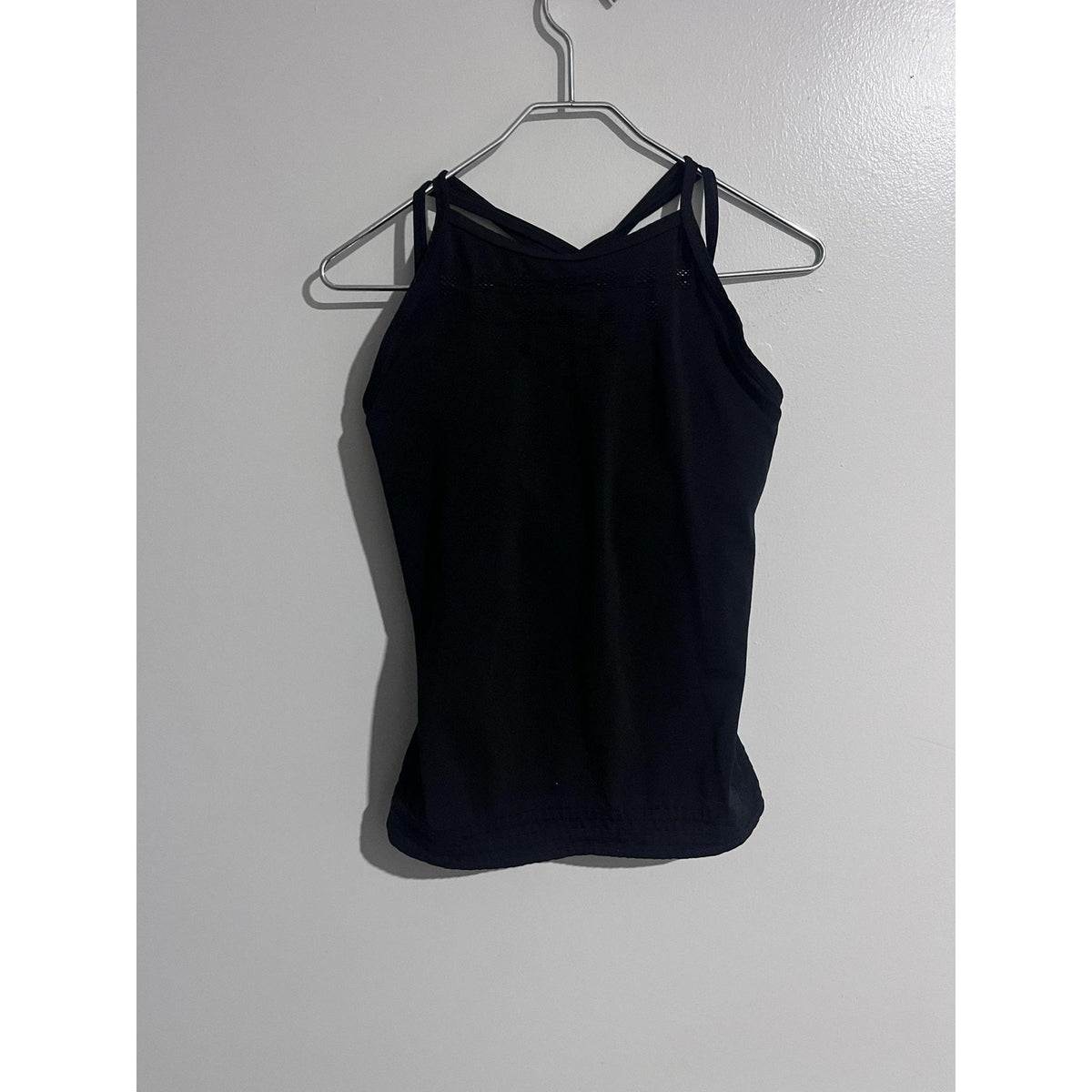 Athleta Camisole Womens M Black High Neck Padded Built-In Bra Strappy Tank Yoga