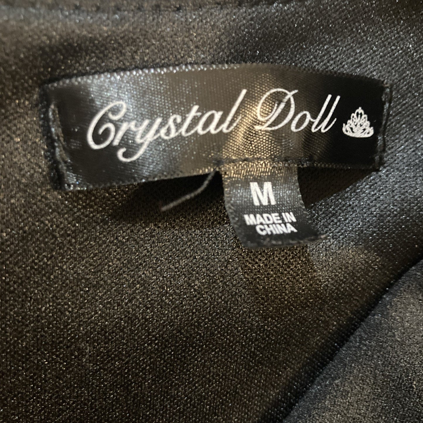 Black Crystal Doll A Line Cross V Neck Dress With Ruffle Sleeves. Size Medium