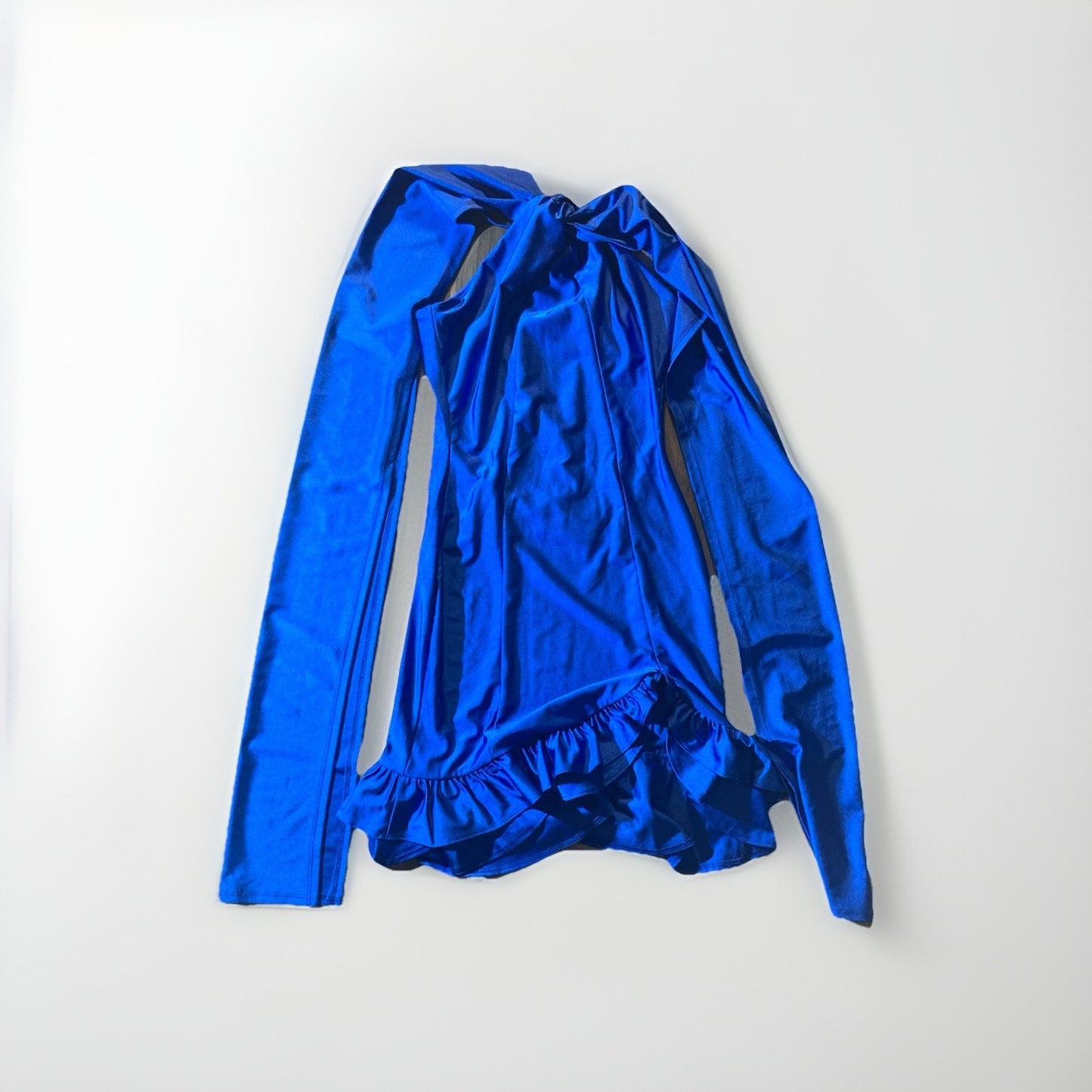 NWT Fashion Nova Cocktail Hour Ruffle Micro Mini Dress - Royal Blue Size Small