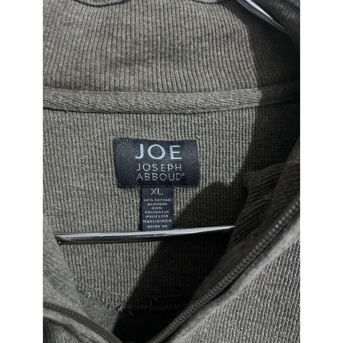 JOE Joseph Abboud Sweater Mens XL Gray 1/4 Zip Mock Neck Waffle-Knit Cotton