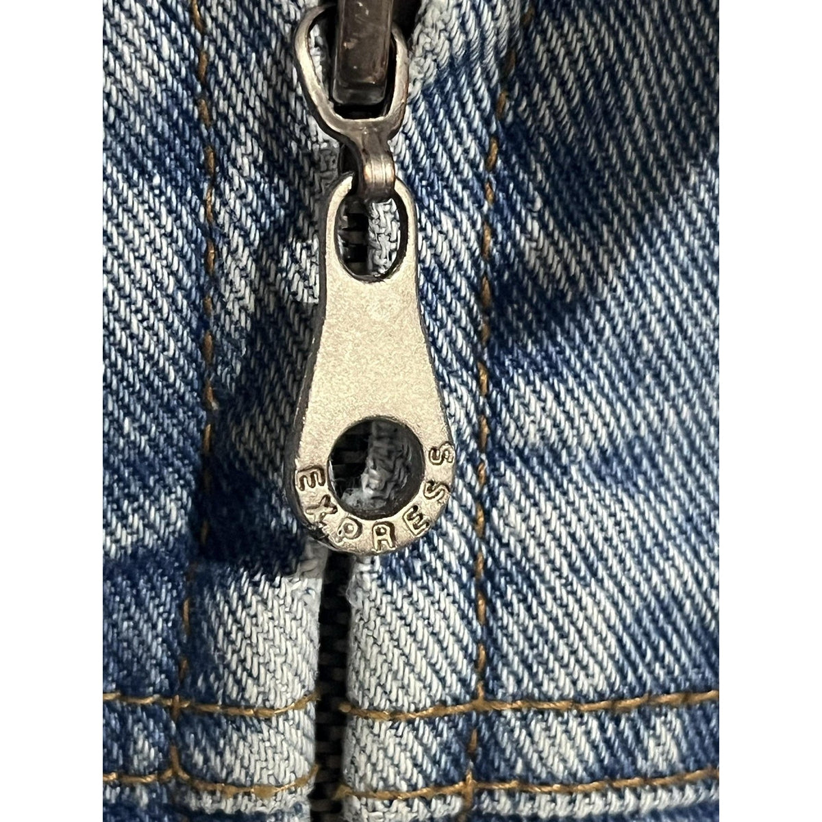 Express Bleus Jacket Womens M Blue Denim Full Zip Collared Pockets Logo