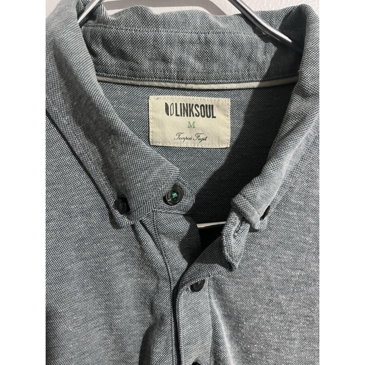 Linksoul Polo Shirt Mens M Gray Collared Short Sleeve Tempus Fugit Golf