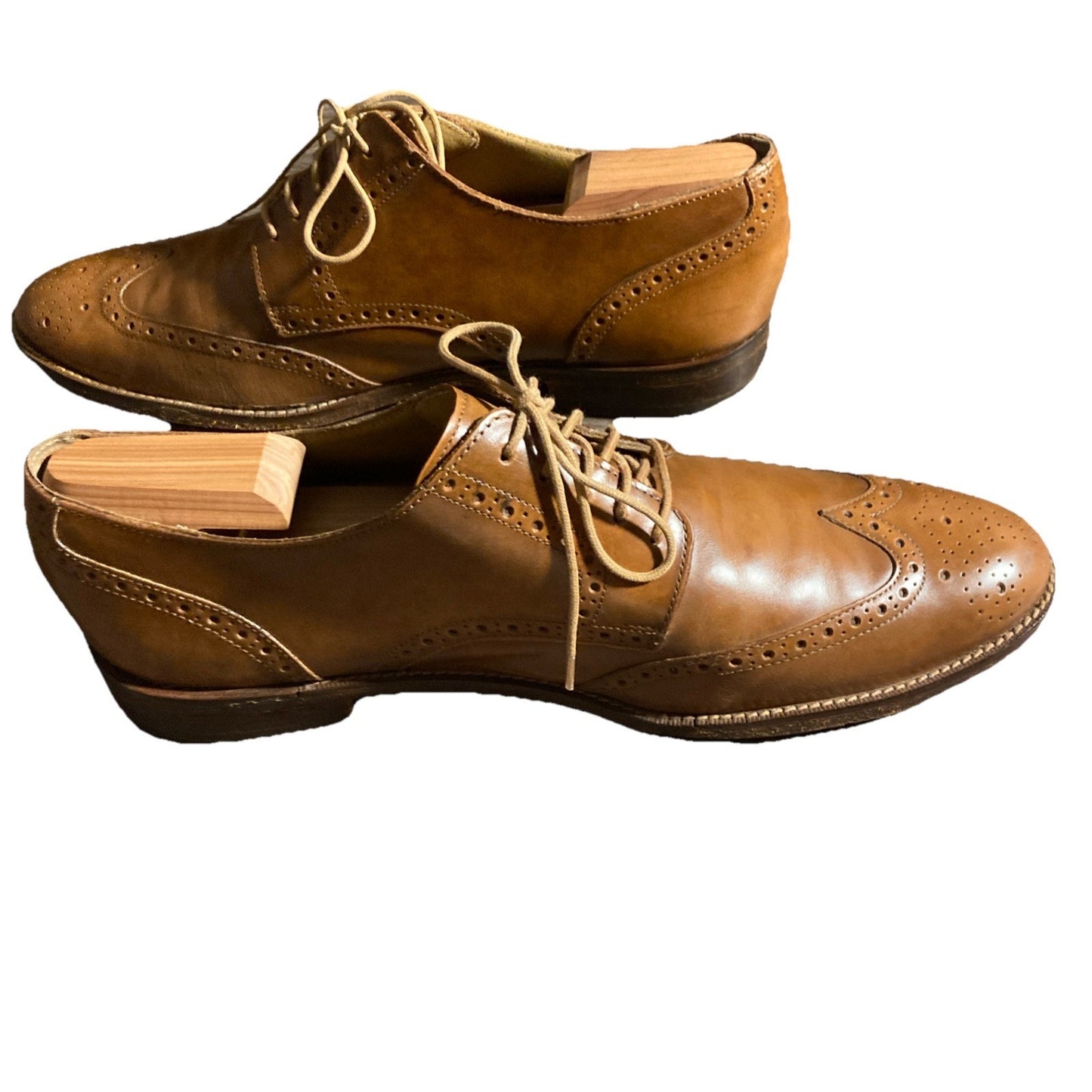 Cole Haan Wingtip Giraldo Derby Brogue Shoe British Tan 11.5M Leather Goodyear