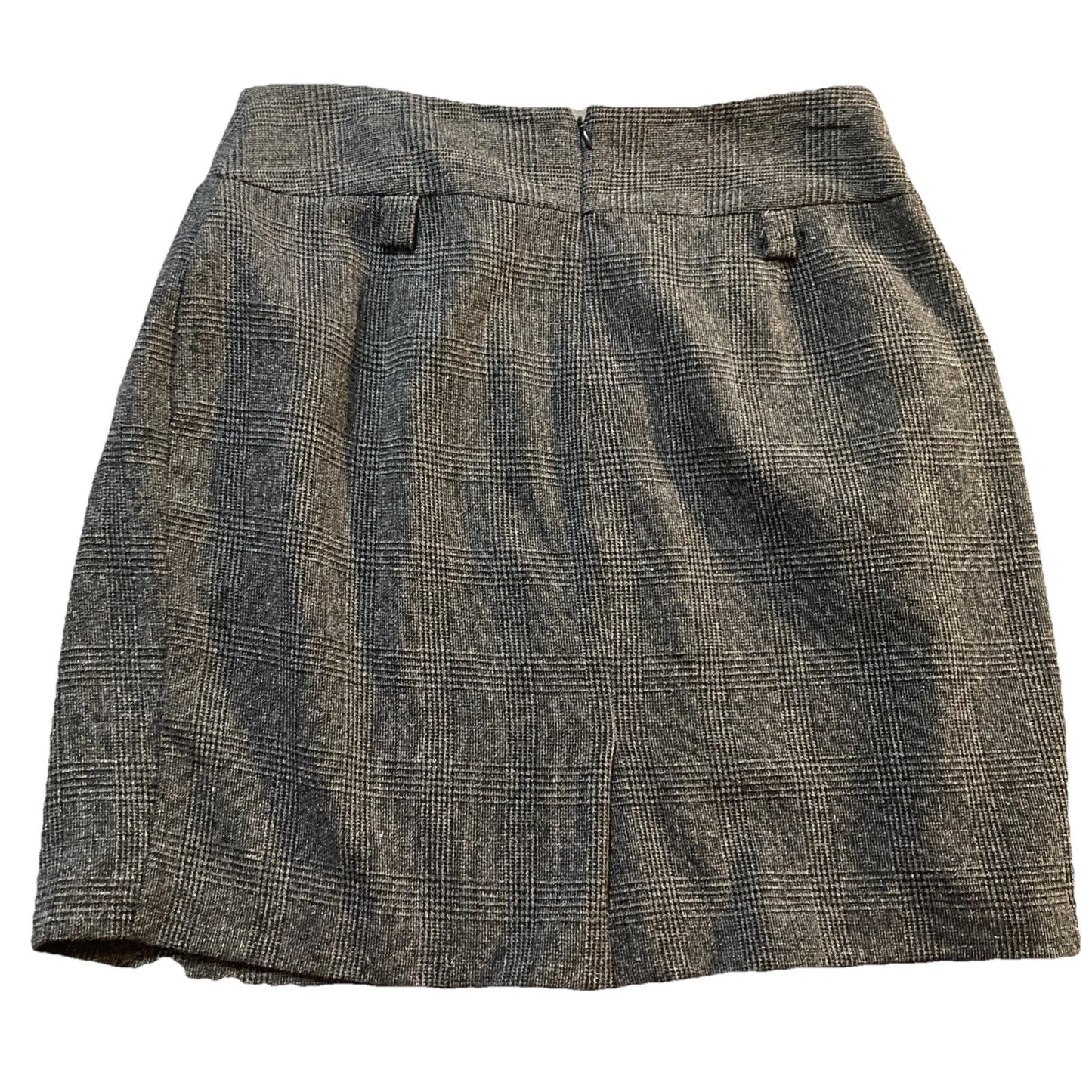 Y2K Librarian WORTHINGTON Pencil Skirt Stretch Size 14 Gray Black Plaid