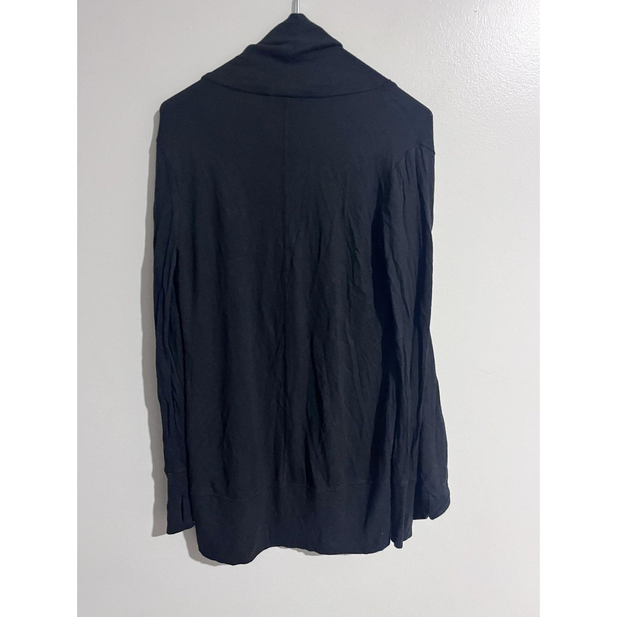 Athleta Cardigan Womens XS Black Open Lightweight Stretch Collared Tight-Knit