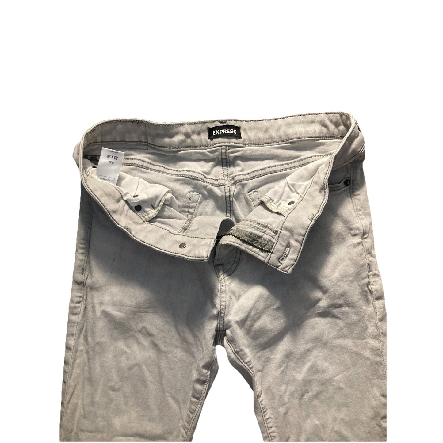 Express Men’s Skinny Fit 5 Pocket Light Gray Stretch Jeans- Size 33x30