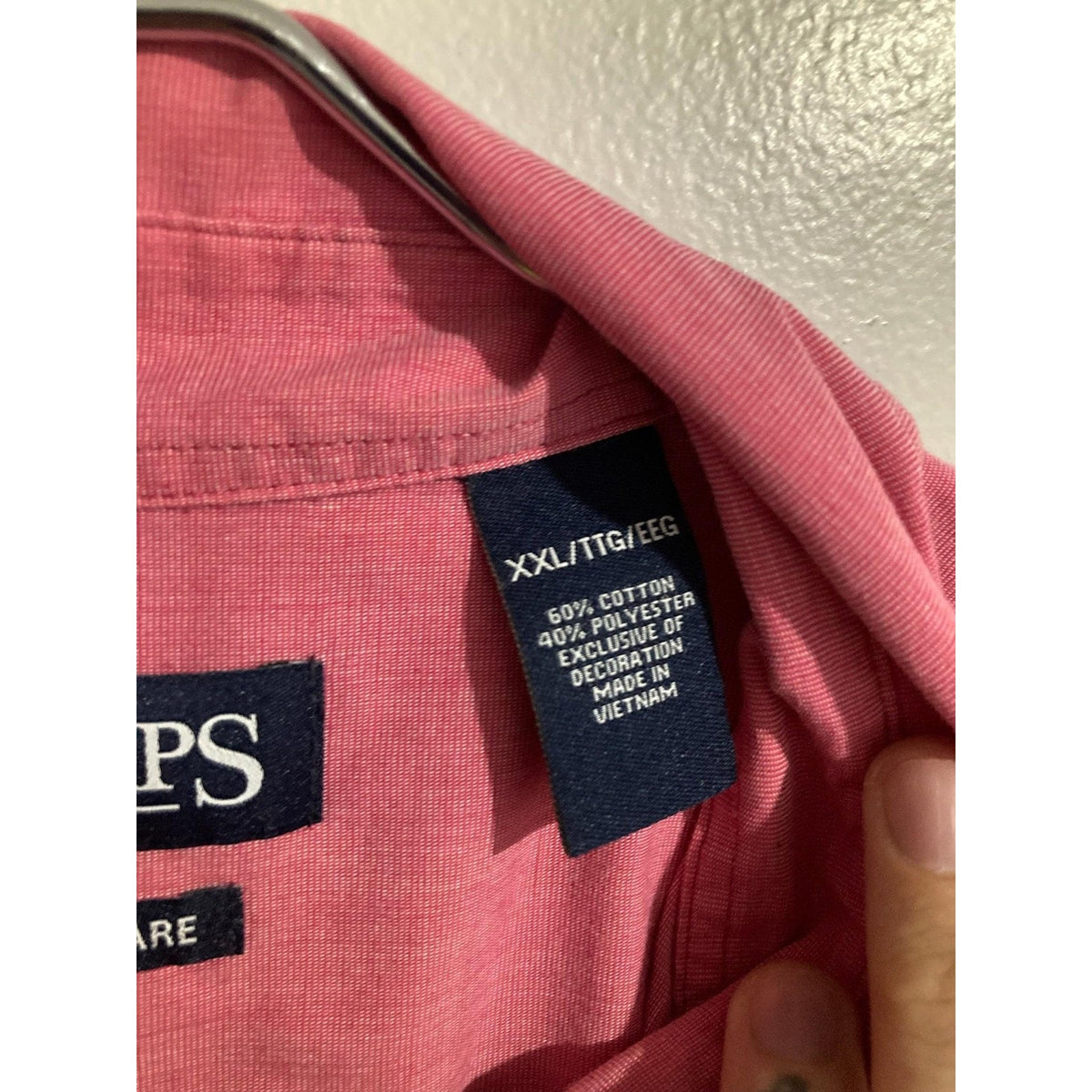 Chaps Shirt Mens 2XL Pink Short Sleeve Button-Up Pocket Embroidered Relaxed Fit