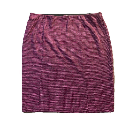 ELLE Pencil Skirt Womens XL Pink Black Woven Knit Contoured-Waistband High Rise