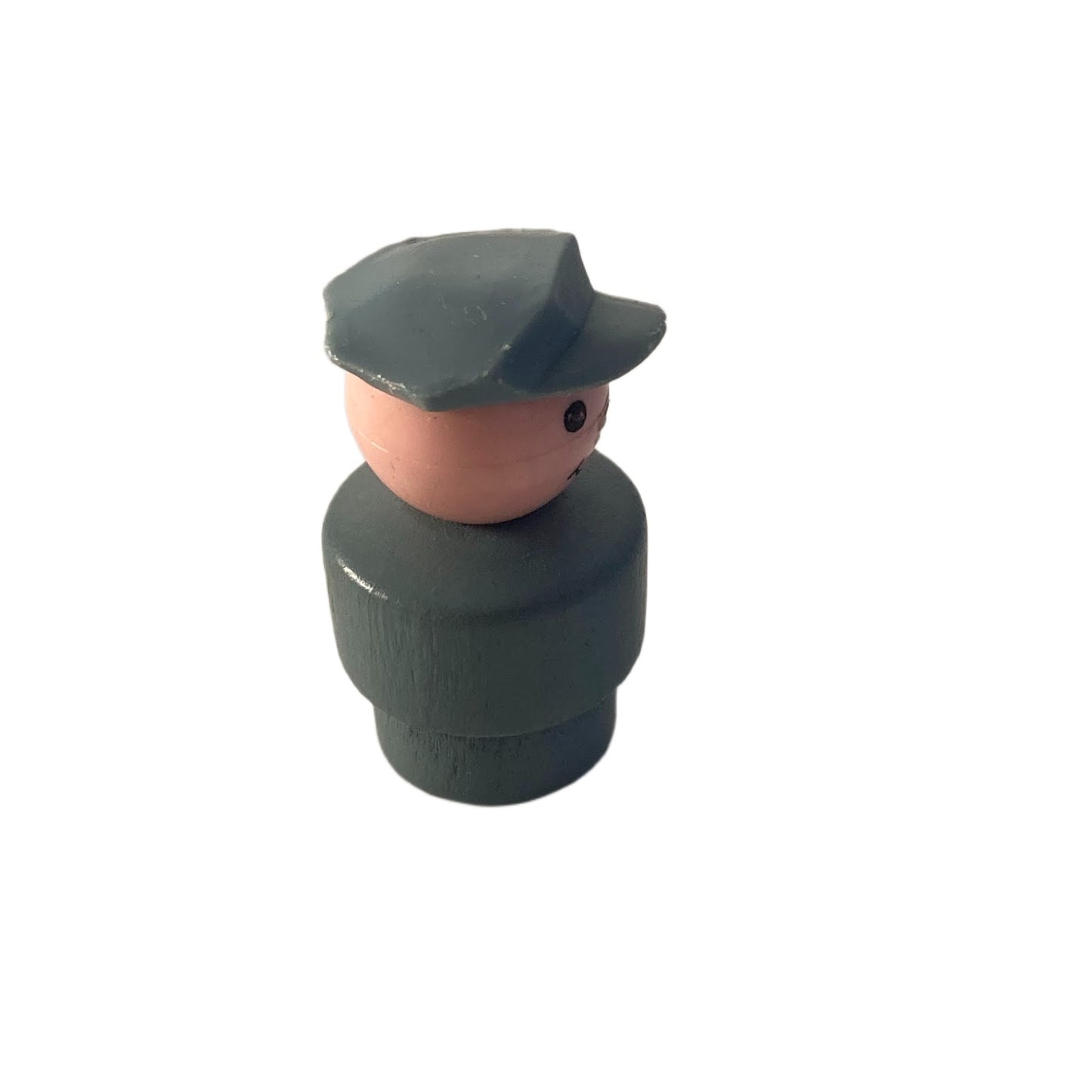 Vintage Fisher Price Little People Wood Body Figure Wooden Gray Hat