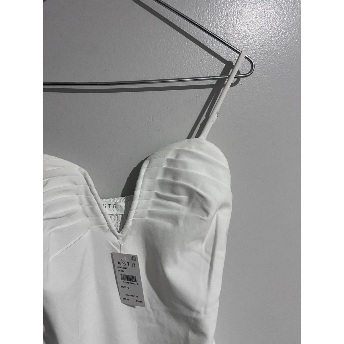 ASTR The Label Dress Womens S White Satin Bodycon Slip Smocked Sweetheart