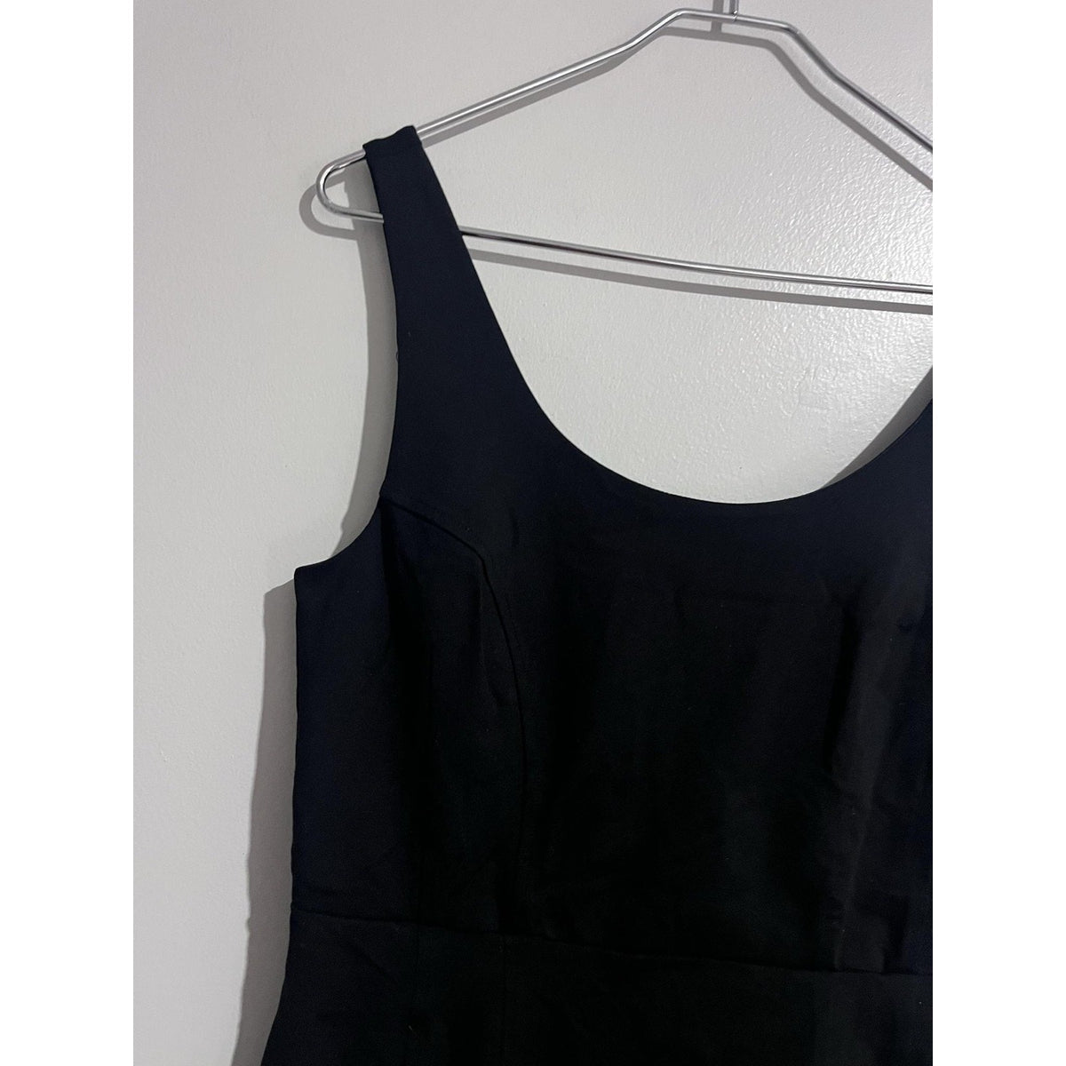 Donna Ricco New York Dress Womens L Black Sheath Midi Scoop Neck Lined Zip
