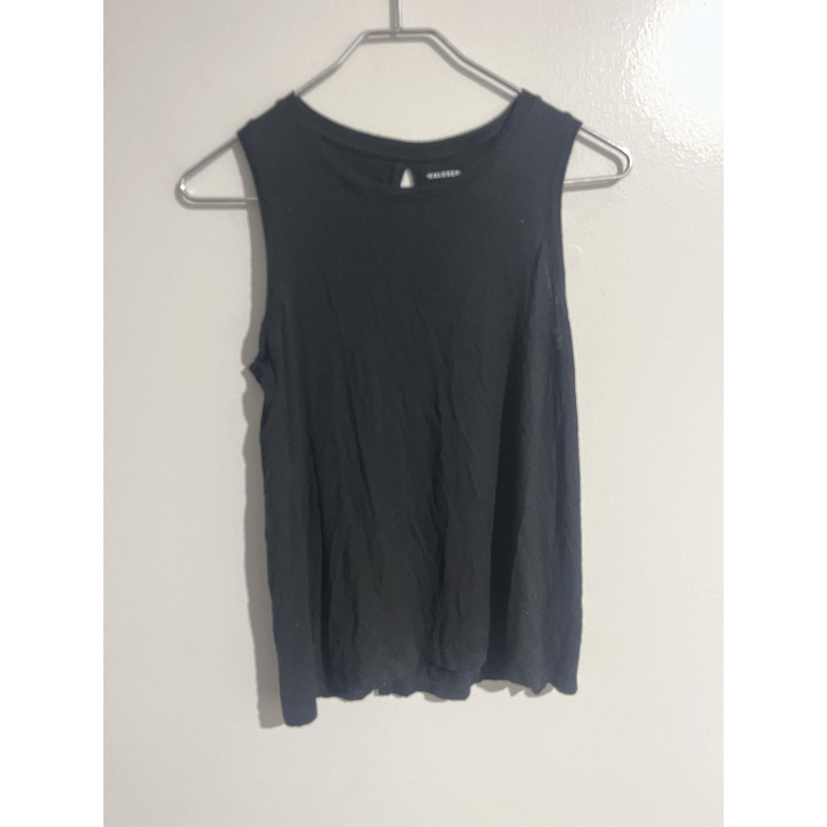 Halogen Tank Womens XS Black Crew Neck Jersey Back Slit Lightweight Stretch