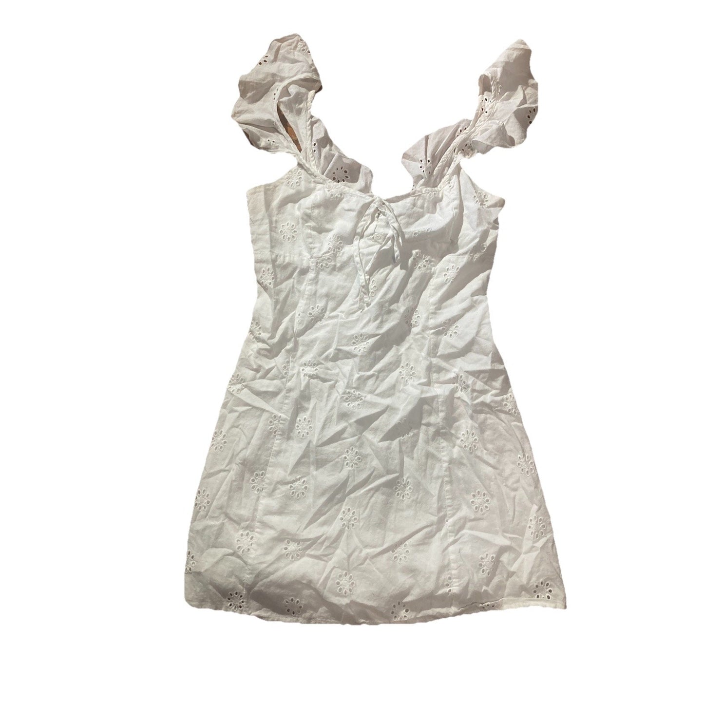 Princess Polly Womens US Size 8 White Cotton Eyelet Flower Mini Dress