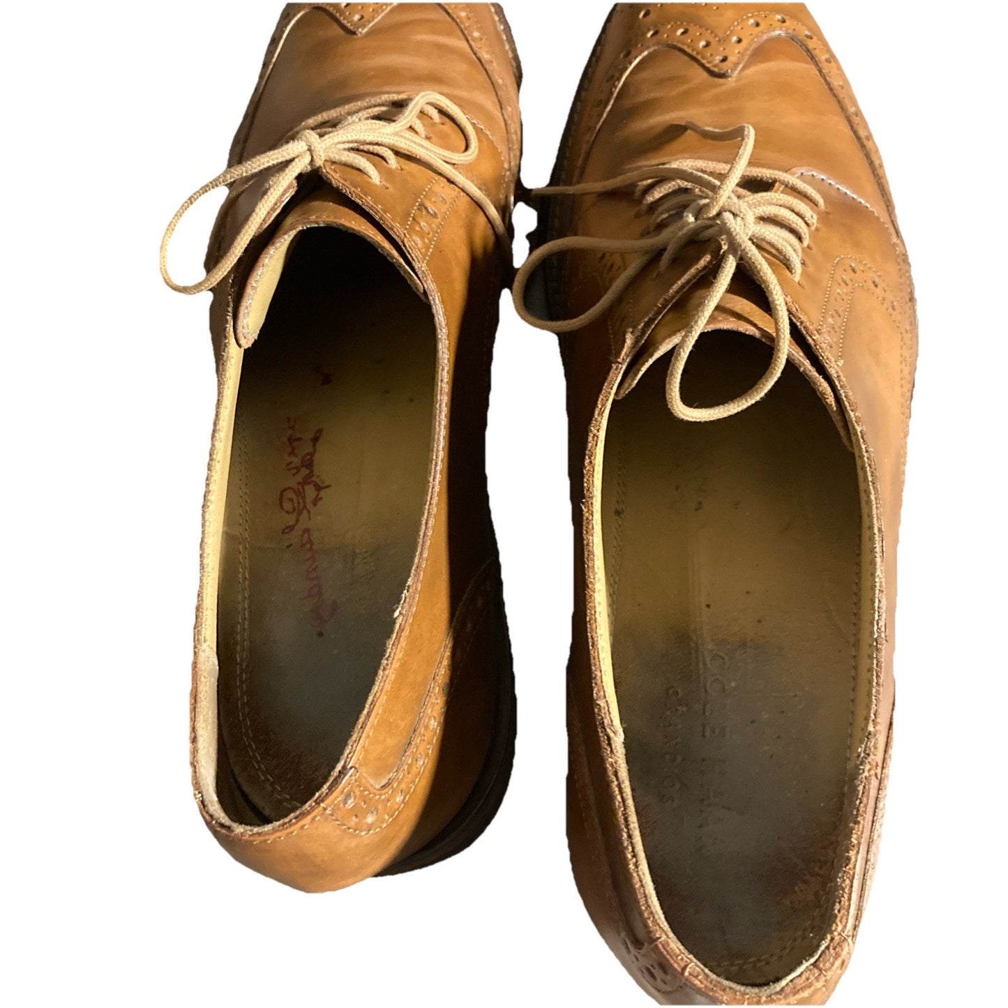 Cole Haan Wingtip Giraldo Derby Brogue Shoe British Tan 11.5M Leather Goodyear
