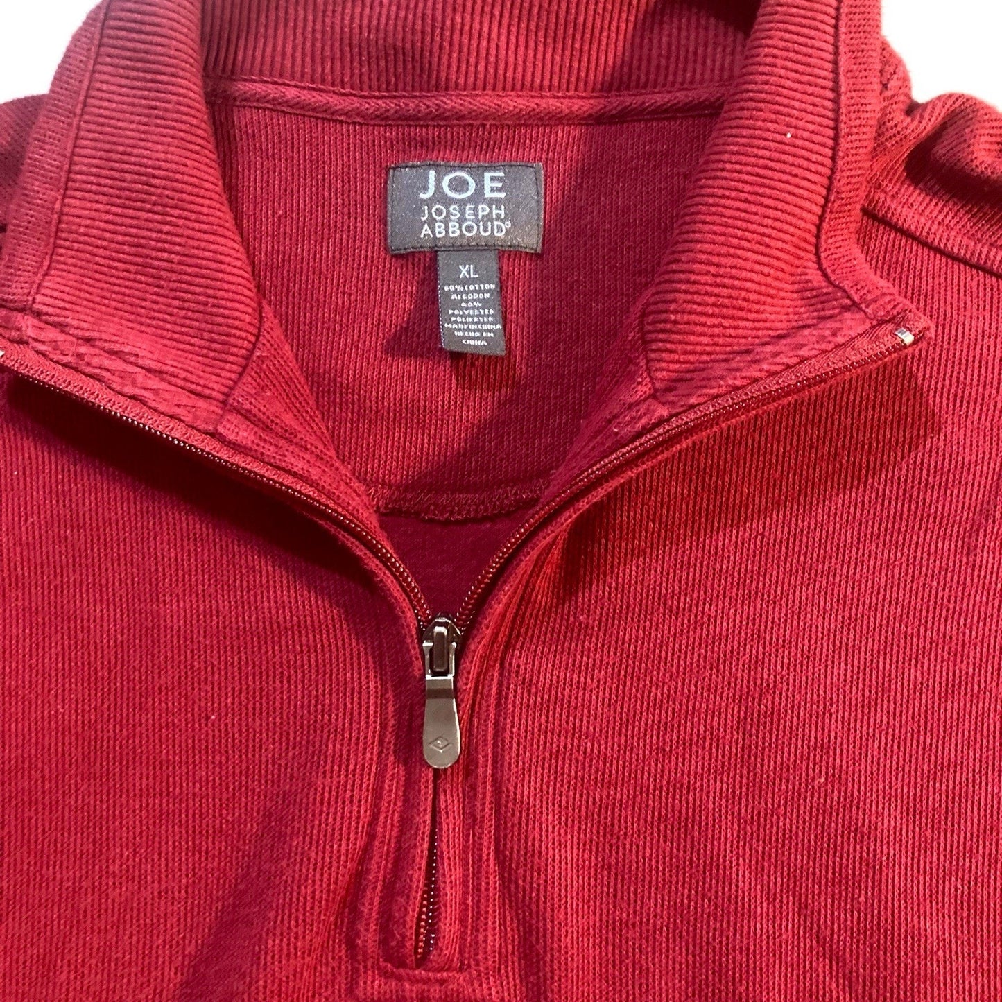 Joseph Abboud Mens XL Red Quarter-Zip Pullover Sweater Cotton Blend