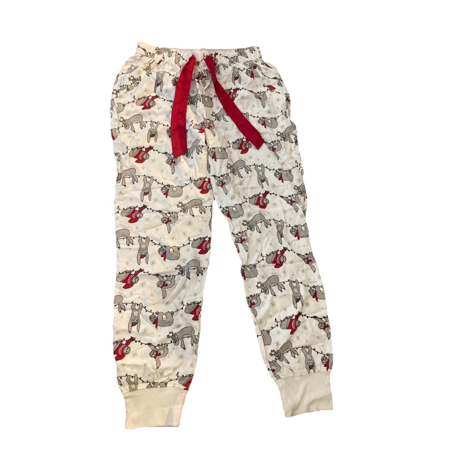 Hollister Fleece Christmas Sloth Pajama Pants Lounge Sleep Pockets Womens Sz XS