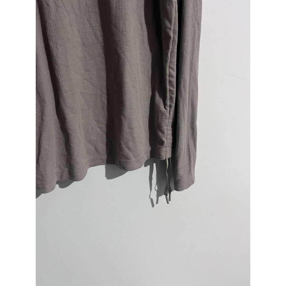 JoyLab Shirt Womens L Gray Ribbed Long Sleeve Stretch Drawstring Hem Jersey