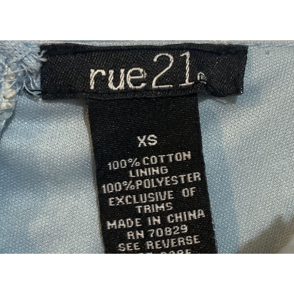 Rue21 Light Blue Eyelet Ruffle Tie Waist Mini Dress Size XS Sundress Baby Blue