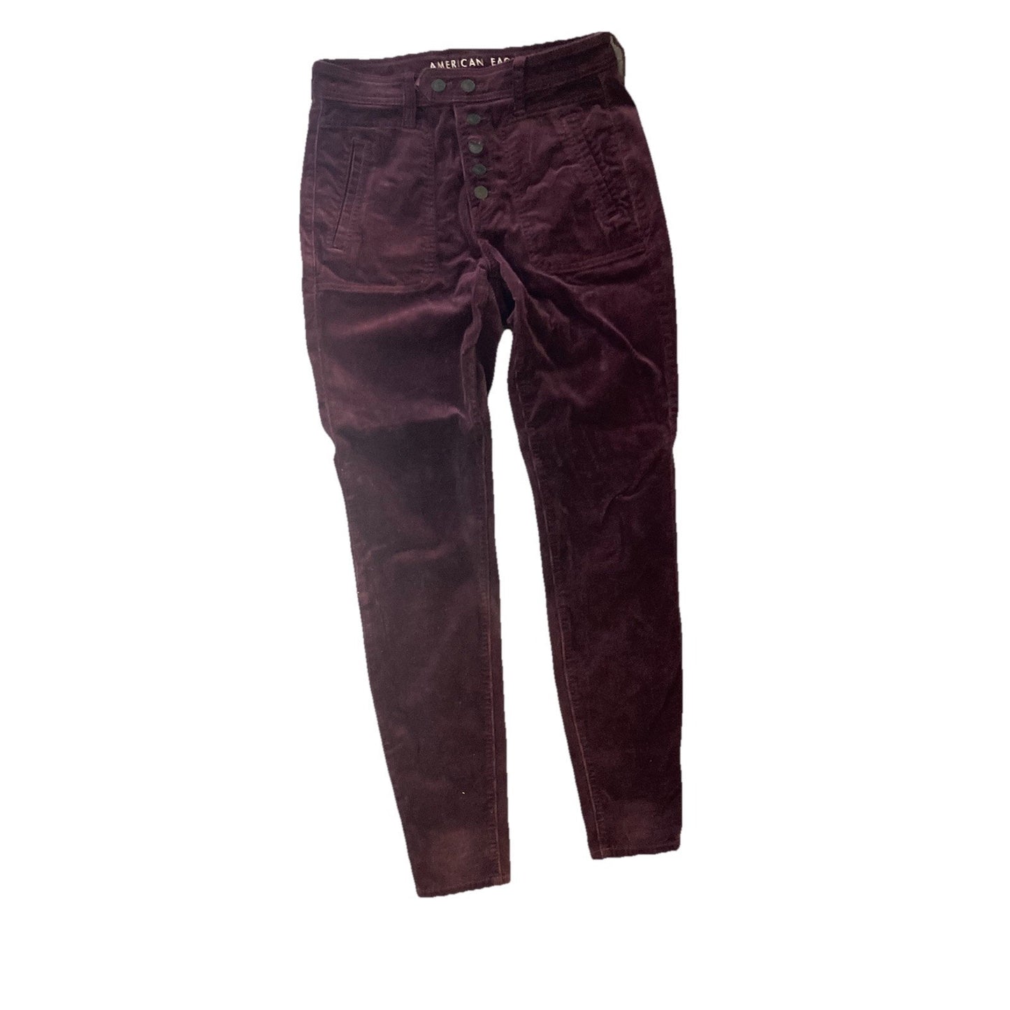 American Eagle Womens Y2K Burgundy Corduroy Jegging Pants Super Stretch Size 6