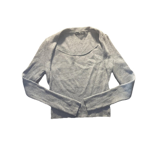 Dazy Sweater Womens M Gray Square Neck Long Sleeve Stretch Knit Top Pullover