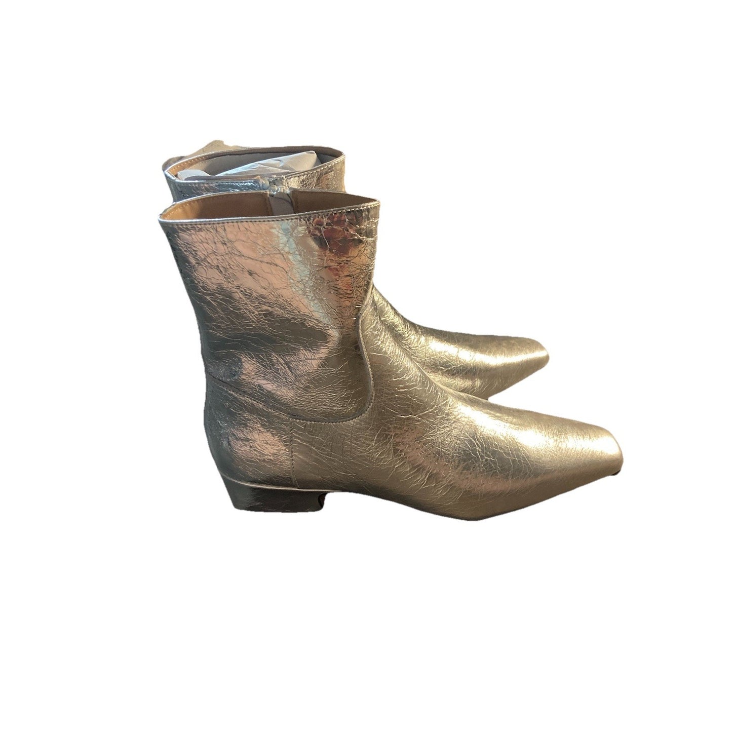 Cowgirl Chic Steve Madden $149 Dusty Silver Leather Ankle Boot Size 9.5 NEW