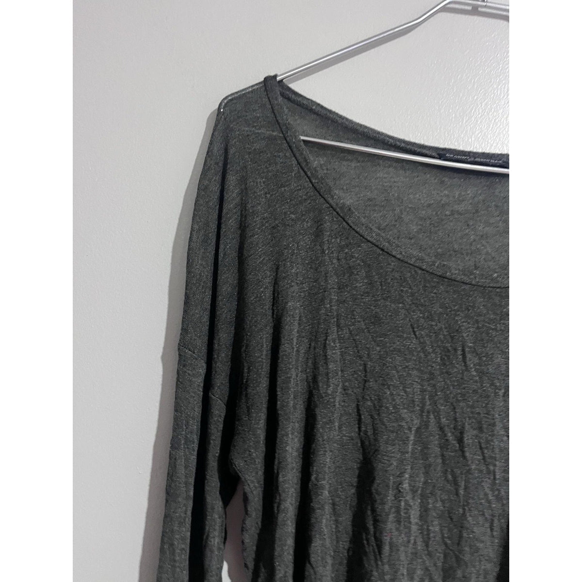 Brandy Melville T-Shirt Womens One Size Gray Scoop Neck Long Sleeve Basic