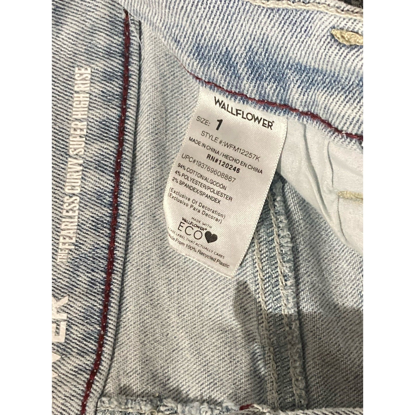 Wallflower Denim The Fearless Curvy Women’s Super High Rise Size 1 White Wash