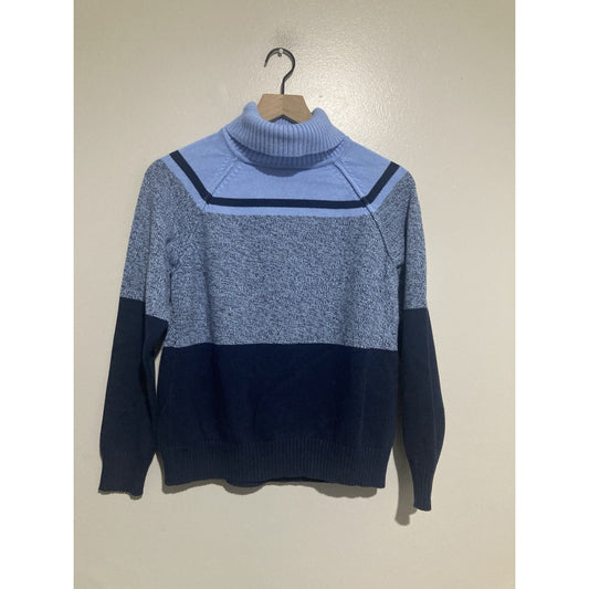Karen Scott Striped Turtleneck Sweater Women’s Medium Blue Gray