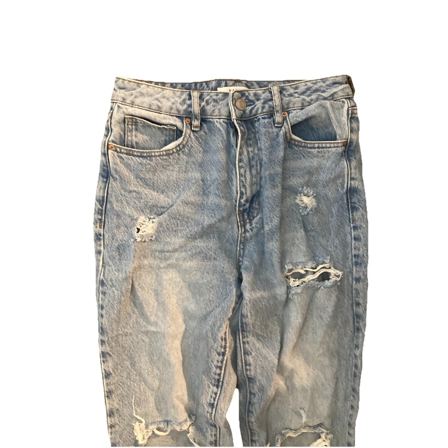 PacSun Mom Jeans Womens 26 Blue Light Wash High Rise Distressed Ripped Denim