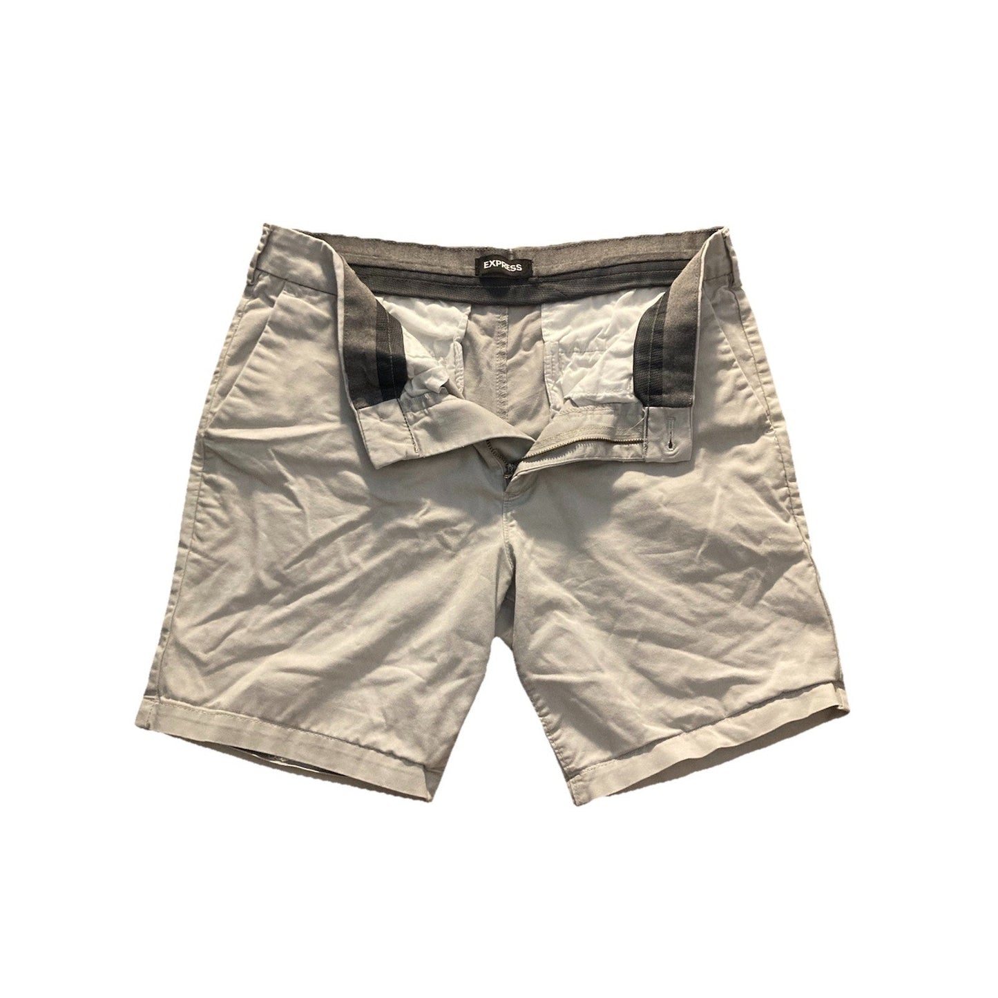 Express Gray Chino Shorts Men’s Size 32 Slim Casual Cotton Blend Good Used