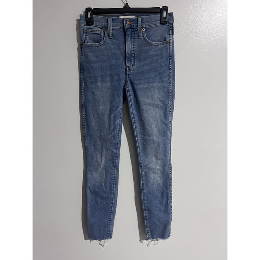 Madewell Jeans Womens 24 Blue 10” High-Rise Skinny Frayed Hem Stretch Denim