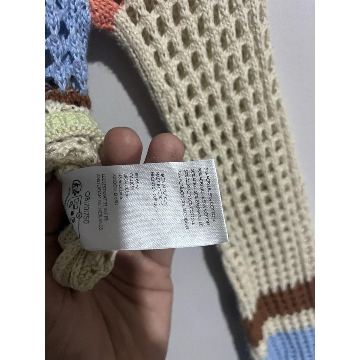 Urban Outfitters Sweater Womens XS Multicolor Open-Knit Crochet Sheer Pullover