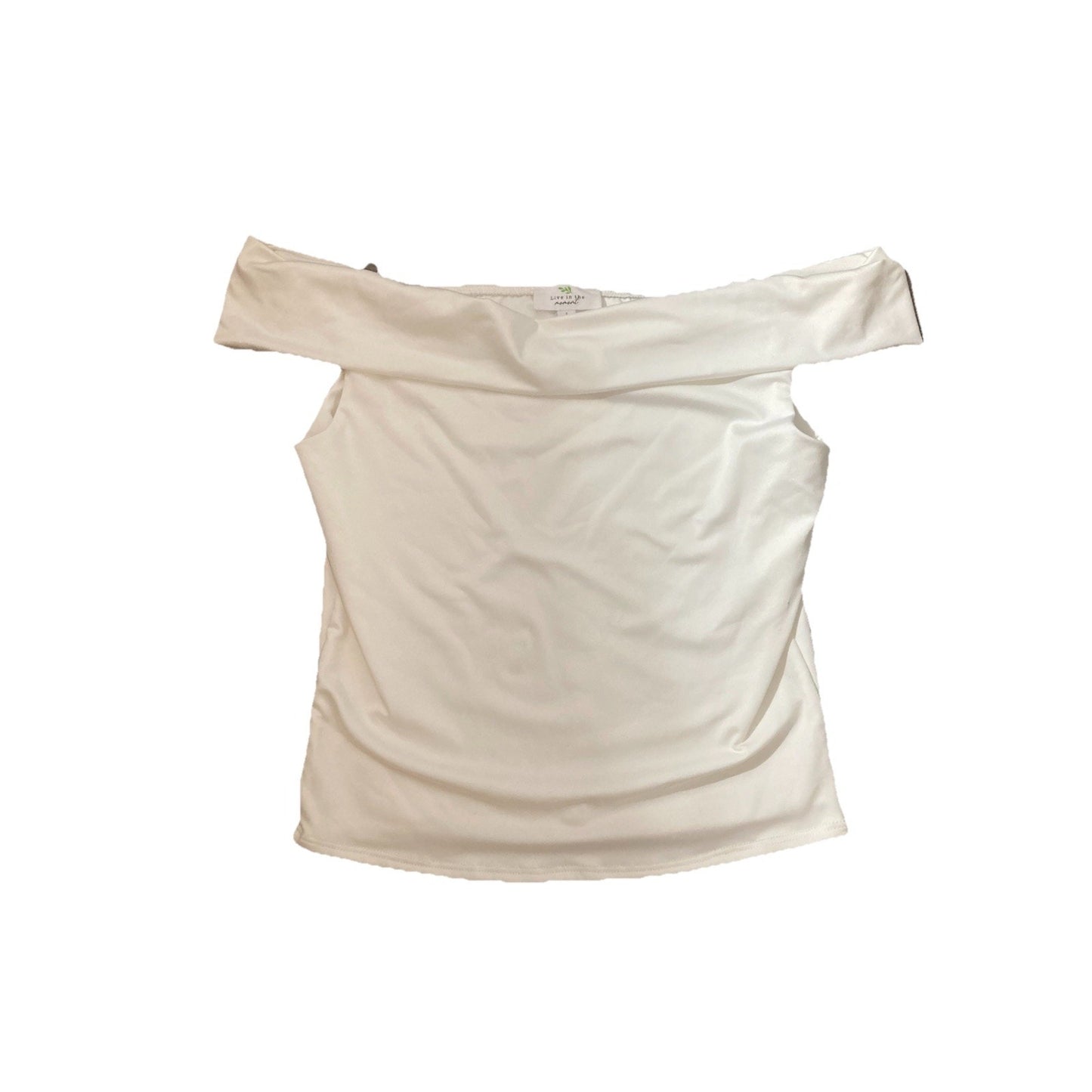 Live In the Moment Size Large Women’s White Cold Shoulder Blouse Classic Chic