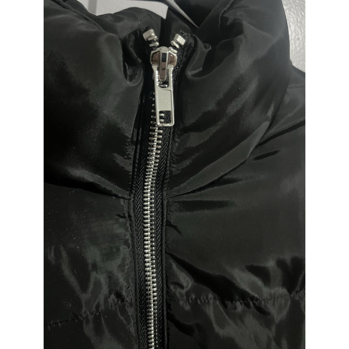Charlotte Russe Vest Womens L Black Puffer Insulated Full Zip Pockets Taffeta