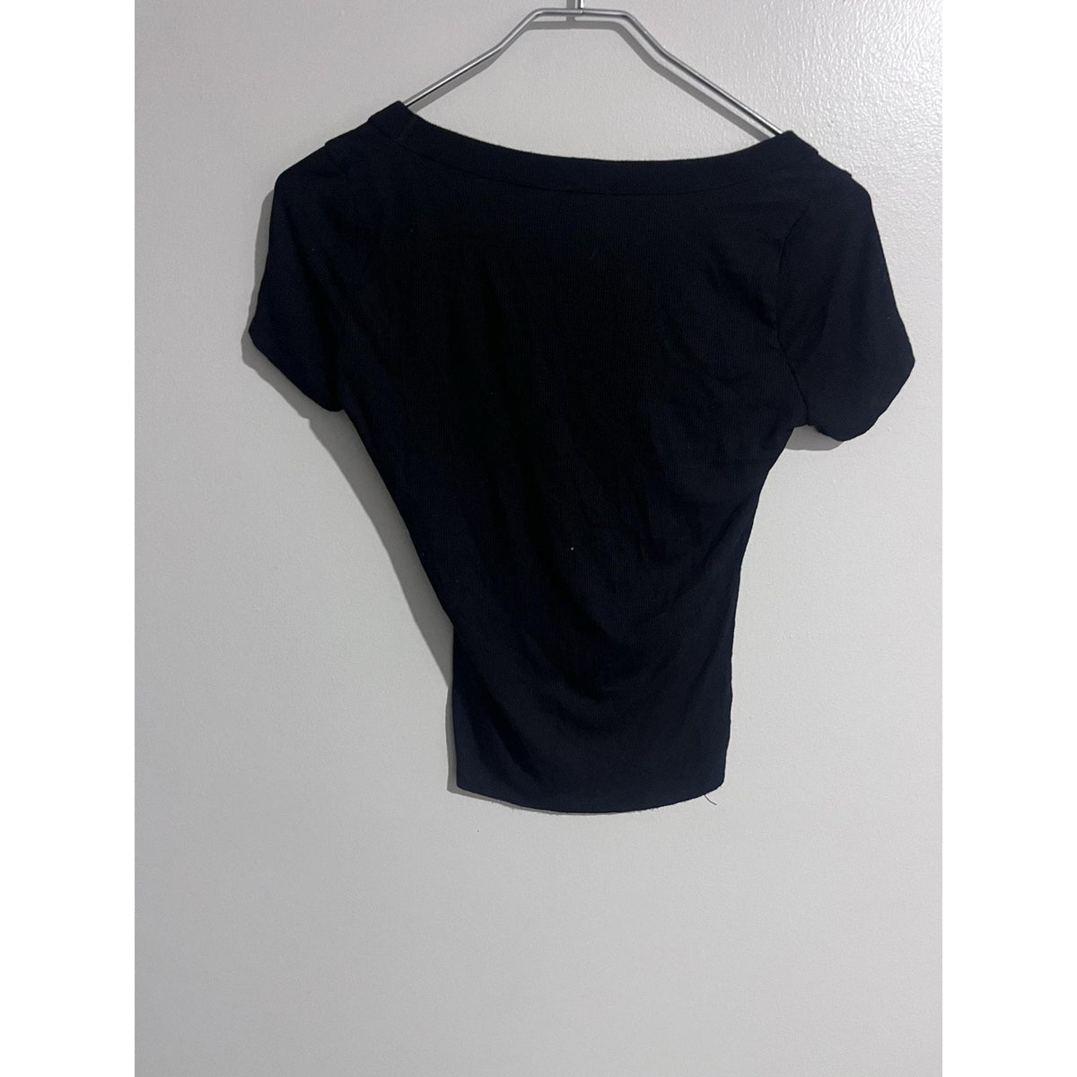 Cotton On T-Shirt Womens S Black Scoop Neck Short Sleeve Slim Ribbed Knit Basic