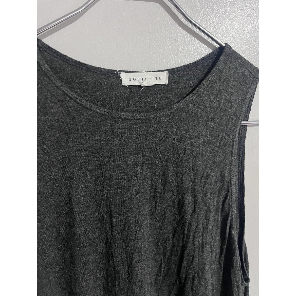 SOCIALITE Dress Womens S Gray Tank Dress Knee Length Round Neck Casual