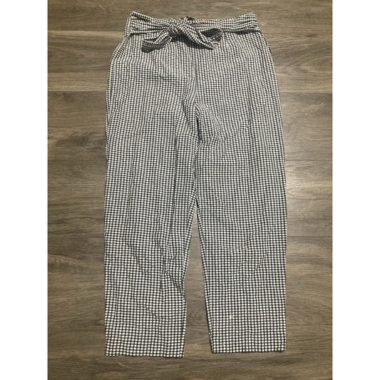 Free People Pants Womens Size 6 Black White Plaid Tie Waist High Waisted Gingham