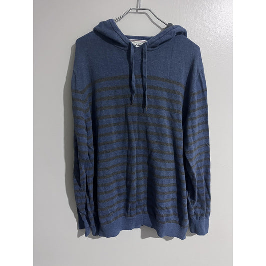 Flag & Anthem Hoodie Mens XL Blue Striped Pullover Hooded Pockets Drawstring