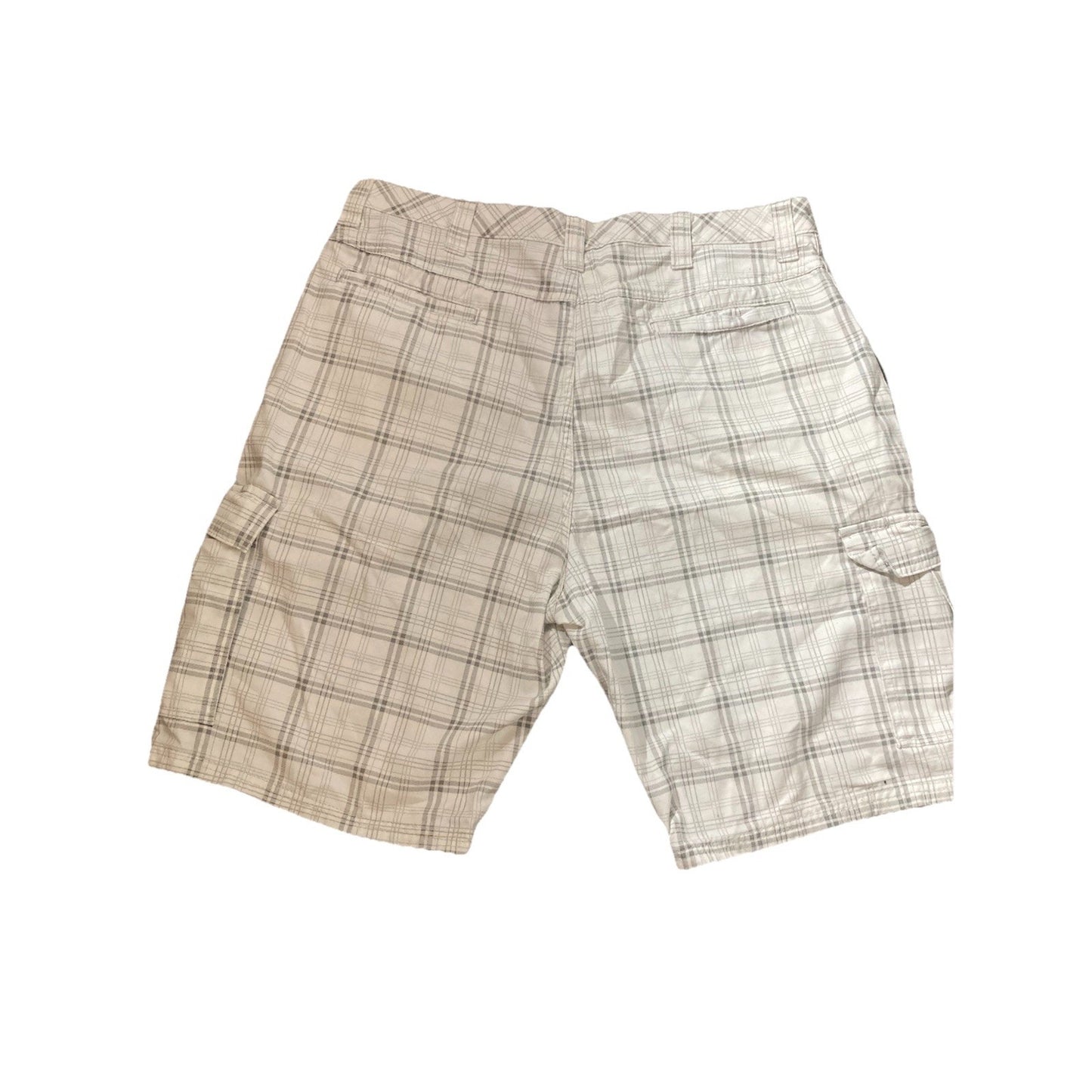 Wrangler Plaid Cargo Shorts Mens Sz 36 White Gray Utility Casual Outdoor Preppy