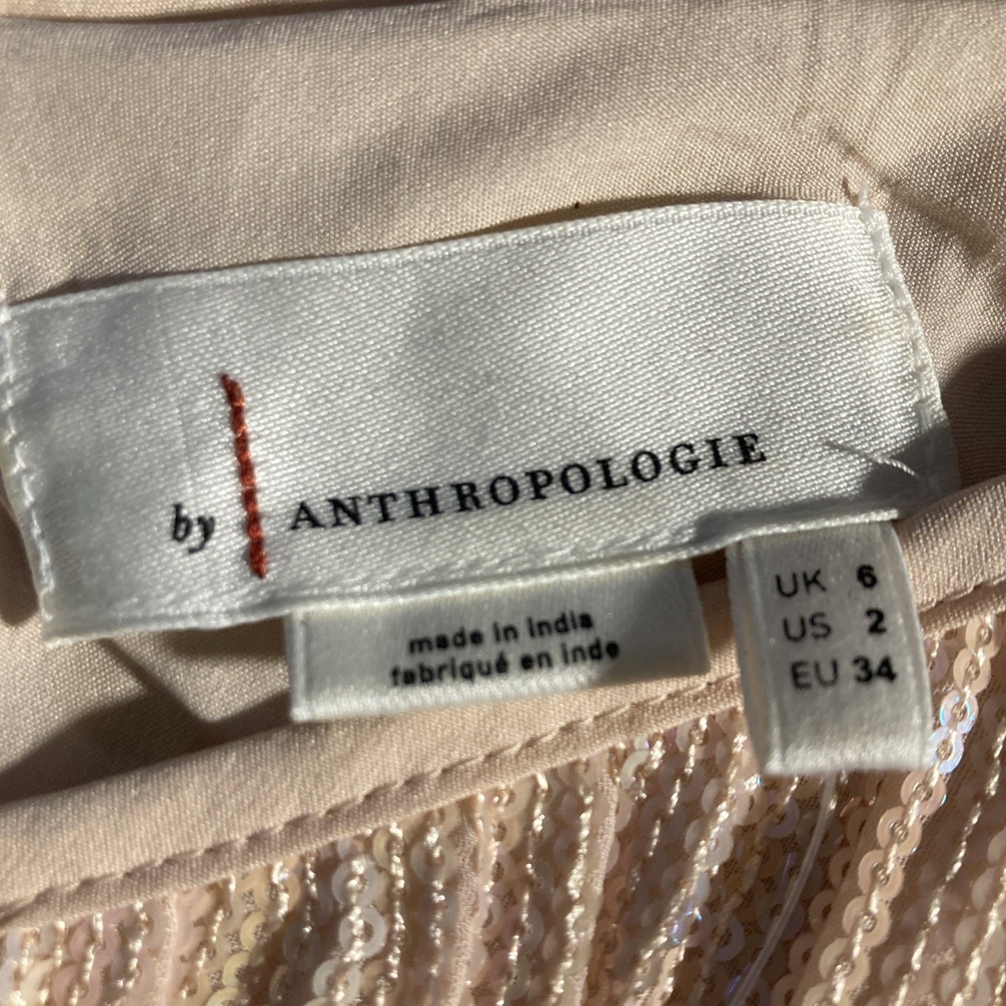 NWT Anthropologie Sz 2 Amelie Pink Rose Sequined Cami Ruffled Tank Glam Party