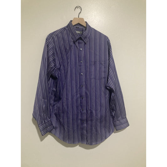 Kenneth Cole Reaction Blue Purple Button Men’s 16-16.5 Neck Size L Dress Shirt