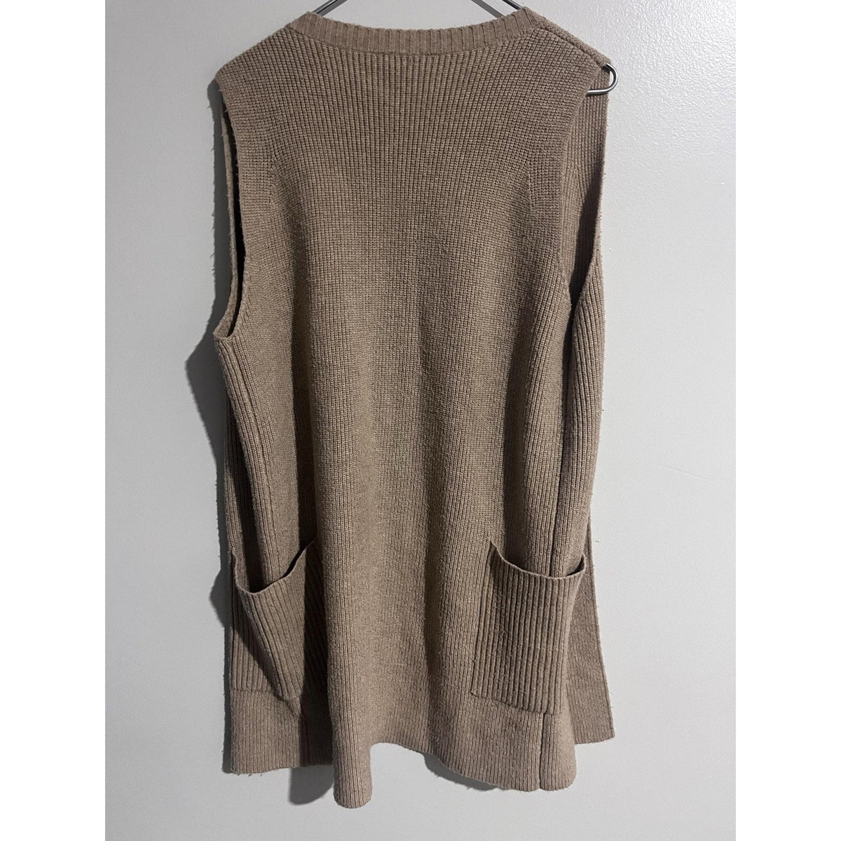 KERISMA Vest Womens S/M Beige Chunky-Knit Open Pocket Sweater Casual Relaxed